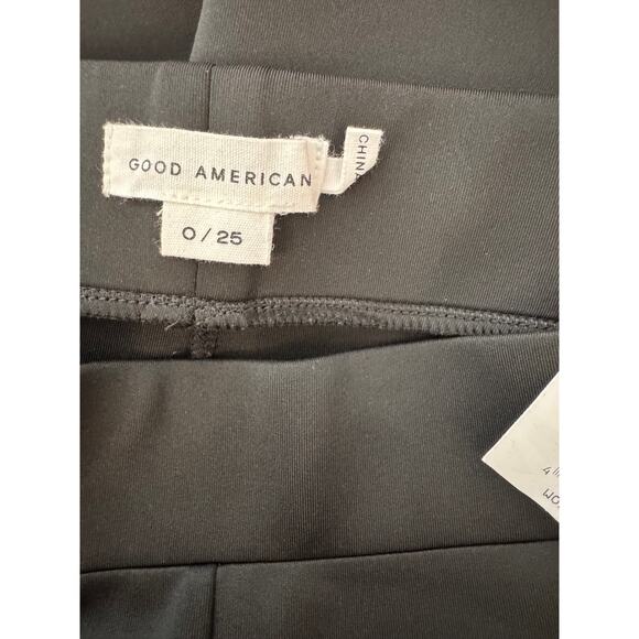 NEW GOOD AMERICAN Black Pull On Flat Front Ankle Pants Size 0/25 - Picture 3 of 3